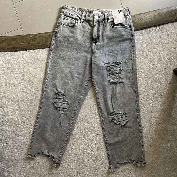 NEW Sonoma 9/29 High Rise Straight Destructed Women Jeans - Picture 1 of 15